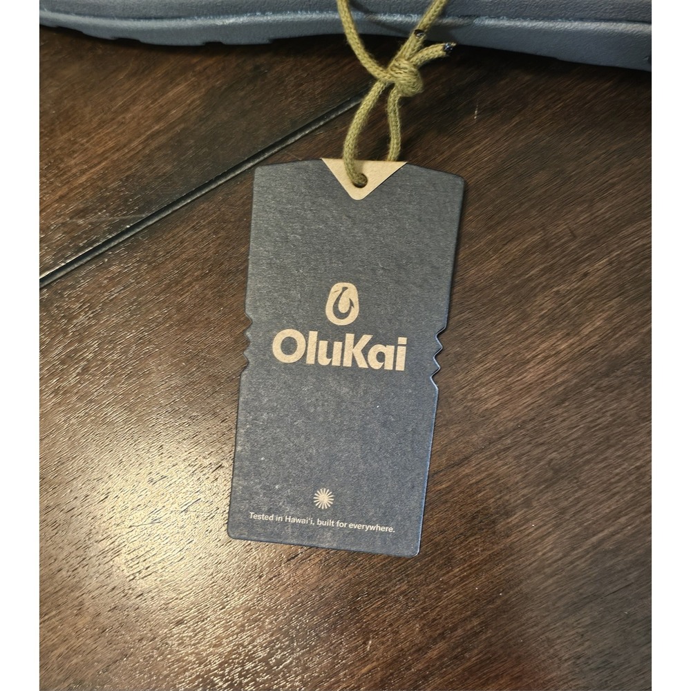 NWT OluKai Ohana Leather Sandals Men's Size 13 Canoe/Rock Beach Flip Flop - Picture 10 of 11